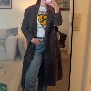 Pamela McCoy Brown Suede Fringe Women's Coat